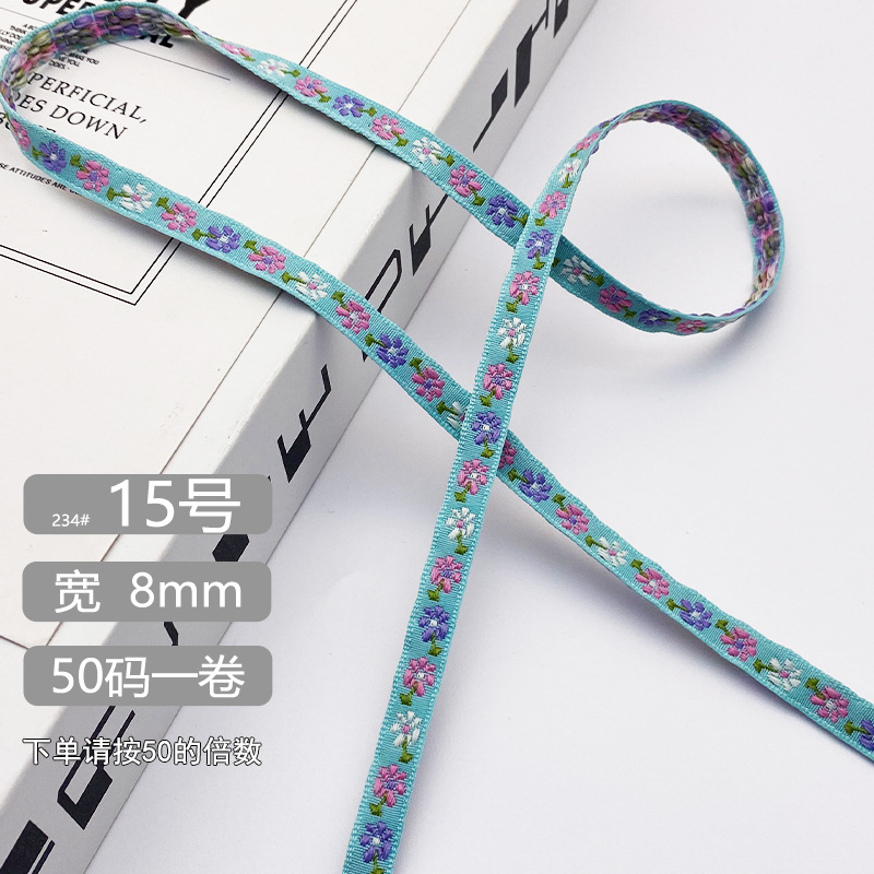 Chuanzhou ropa accesorios de encaje de poliéster jacquard banda 8MM flores decoración universal borde de zapatos accesorios gorra