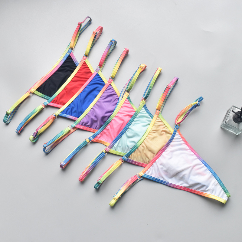 Boutique Fructose Color Rainbow Edge Women's Bikini Women's thong Adjustable Silky Women's Fun T Pants V015