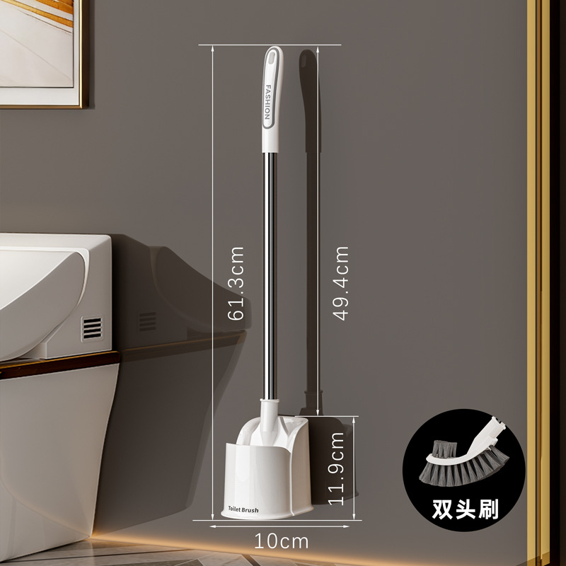 cepillo de inodoro de doble cabeza con base de cepillo de mango largo para casa cepillo de limpieza multifuncional de plástico para inodoro colgado en la pared
