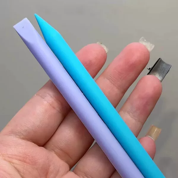 Manicure Silicone Stirring Stick Steel Plate Scraper Glue Mixing Stick Color Mixing Glue Tool Handmade DIY Double-Ended Silicone Wooden Stick