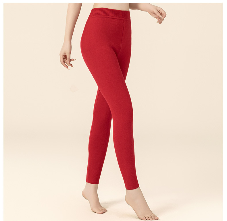 Quần legging cashmere nam nữ cao cấp lưng cao giữ ấm dệt kim — Màu xám đậm của nam giới chi tiết 23
