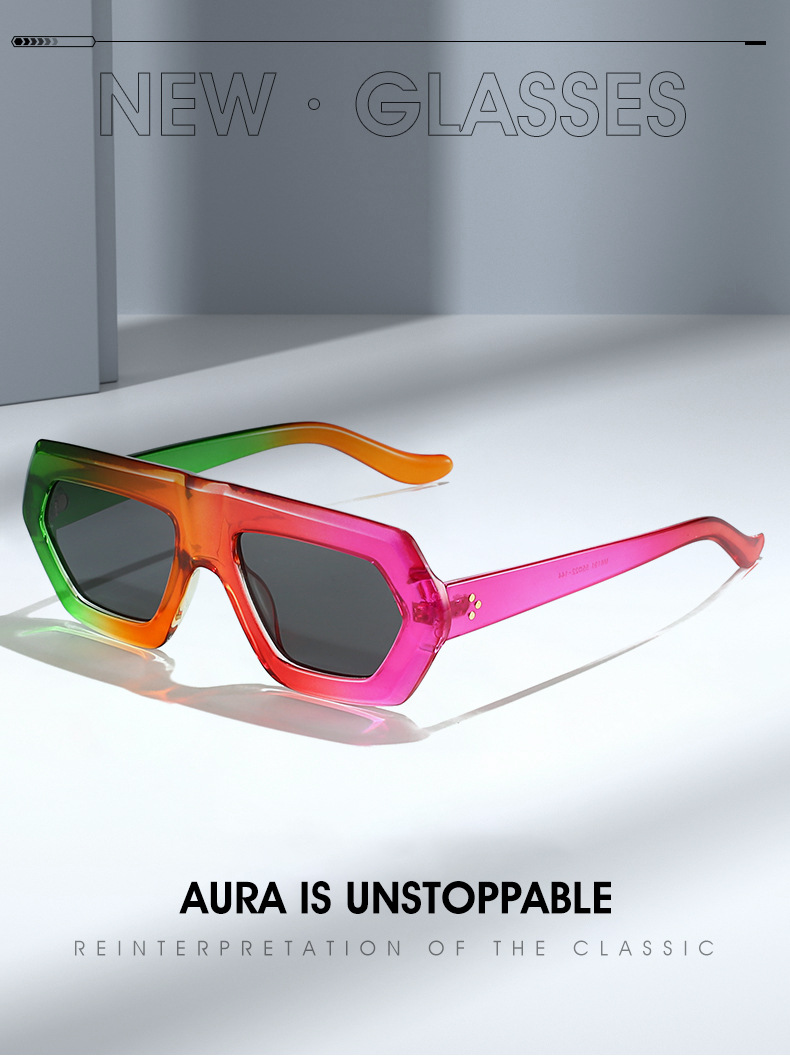 Cross Border New Flat Glasses European And American Irregular Sunglasses Sunglasses Ins Travel Street Shooting Colored Sunglasses For Women_voghion.com