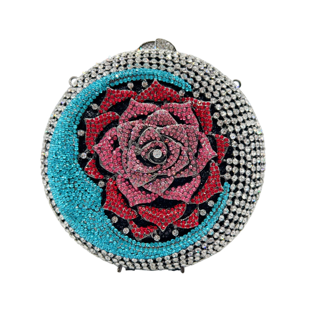 Nuevo cross-border moonflower diamond banquete bolso de diamante bolso de mano bolso de moda bolso de mujer duro