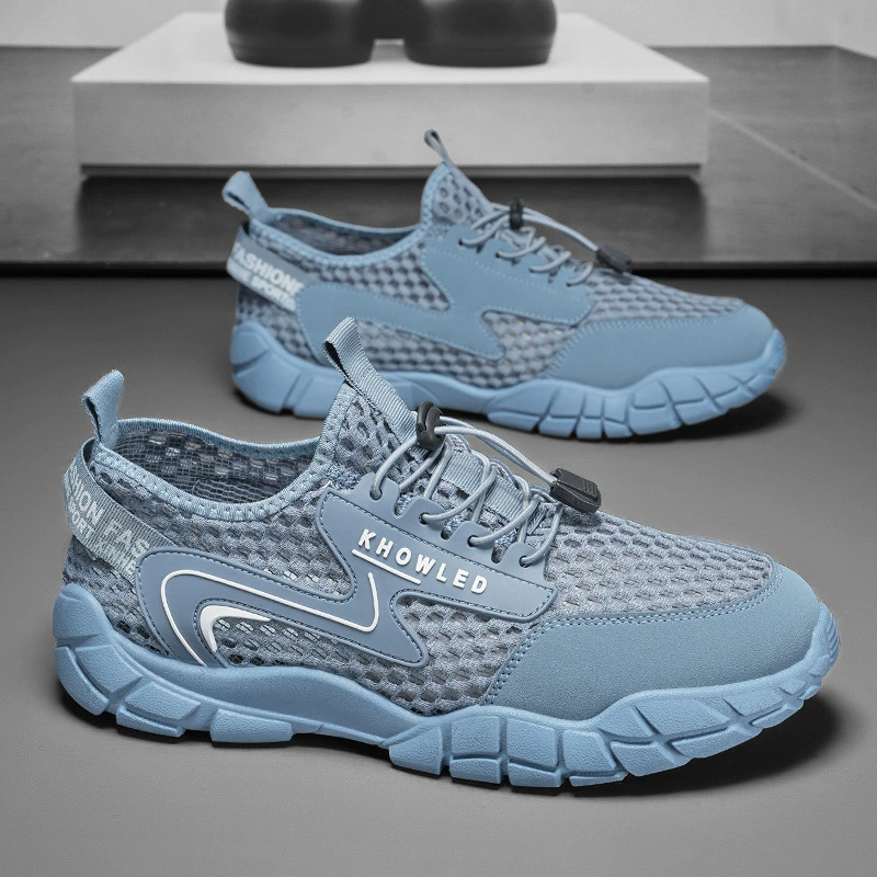 Мужские туфли без шнуровки с сеткой, летние, дышащие, с тонкой сеткой, мужские туфли с полым кондиционером, ботинки на нескользящей мягкой подошве.