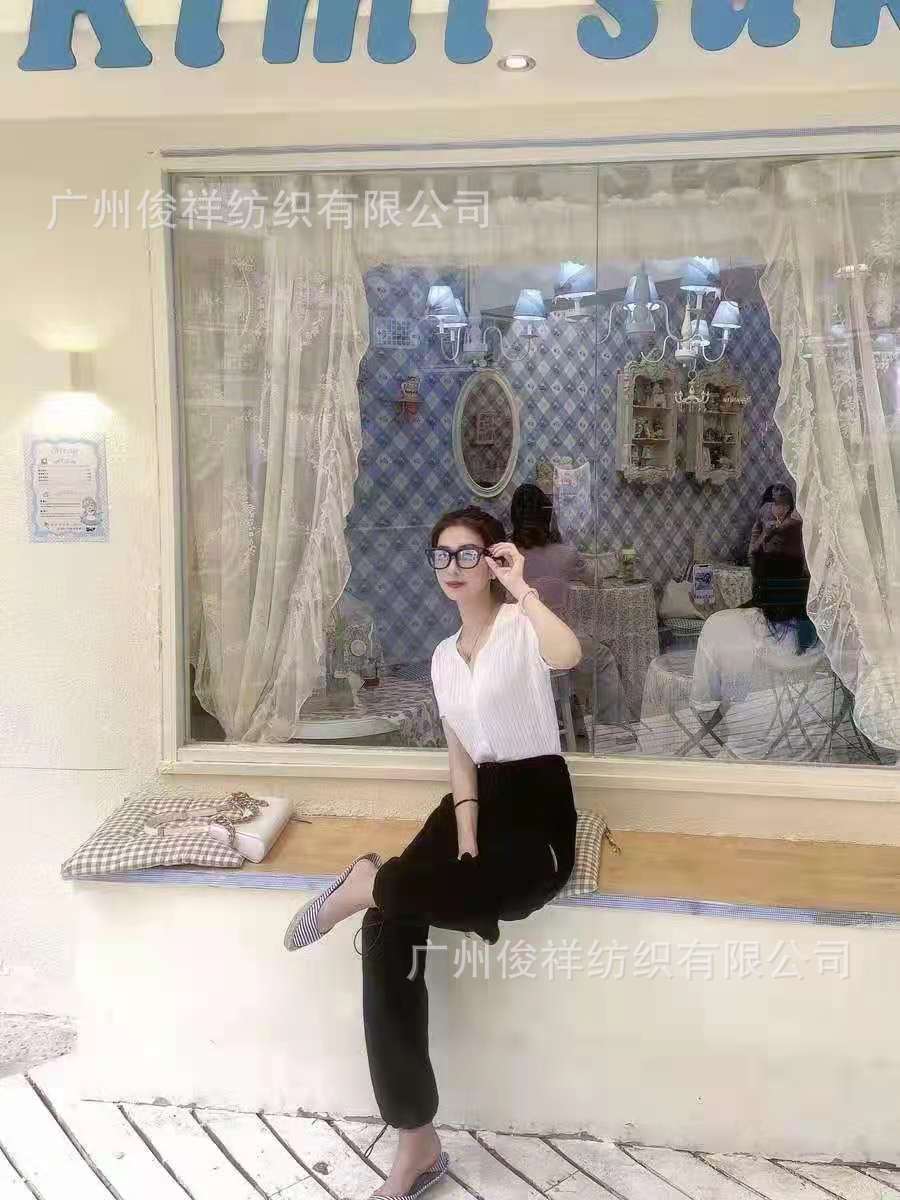 春秋爆款8*4罗纹坑条面料针织衫阔腿裤弹性布料无缝袖口