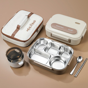 304 Stainless Steel Lunch Box Large Capacity Student Canteen Lunch Box Office worker Partition Insulation Lunch Box Portable Lunch Box