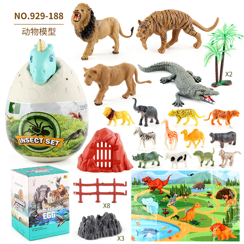 Puzzle cognitivo infantil modelo de animal marino caja ciega dinosaurio adornos animales simulación de insectos juguetes modelo de animal