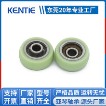 厂家供应门窗滑轮带轴承的塑料包胶滚轮传送带聚氨酯PU软胶静音轮