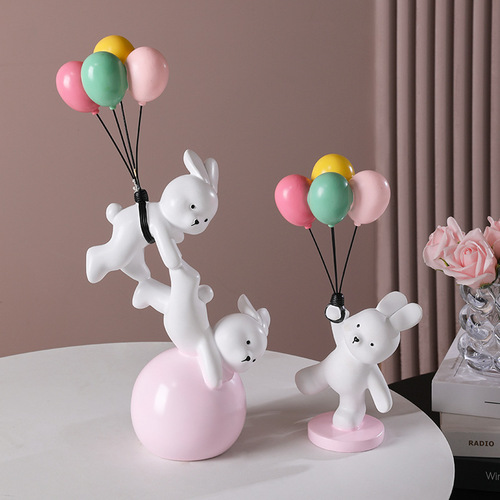 Creative bunny ornaments wine cabinet bookshelf decoration home living room children's room cute accessories housewarming gift