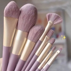 Set of 9 small purple potatoes beginner makeup brushes, ultra-soft eye powder brush set for students, affordable and easy to store