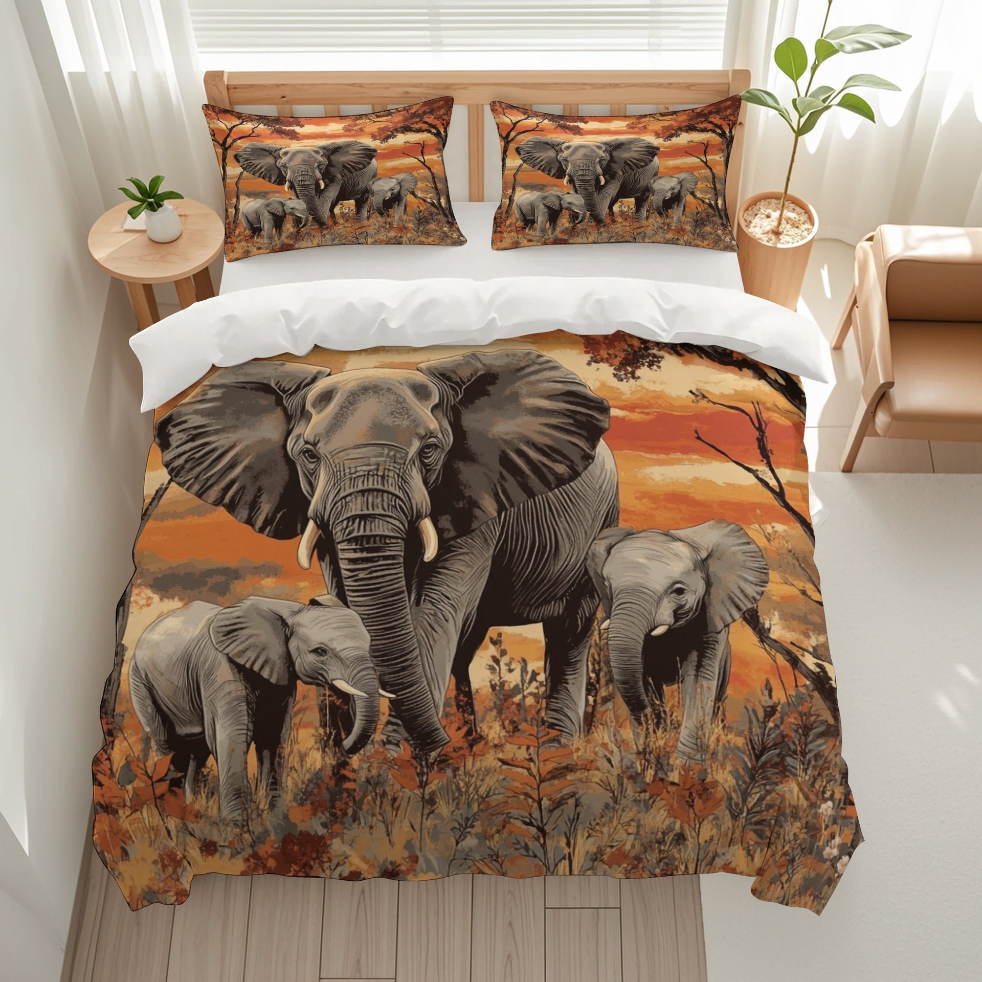 TEMU / JIT impresión digital abrasión oscuro elefante estilo animal set edredón para diseñar