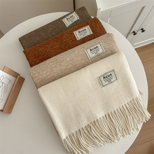 新款夹花纯色Acno仿羊绒围巾300克秋冬女学生韩版加厚流苏披肩