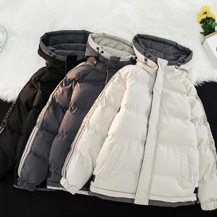 Autumn and Winter Men's plus size Cotton-padded Clothes Casual Men's Thickened Cotton-padded Jacket Hooded Jacket Warm fleece-lined Fashion Two-bar