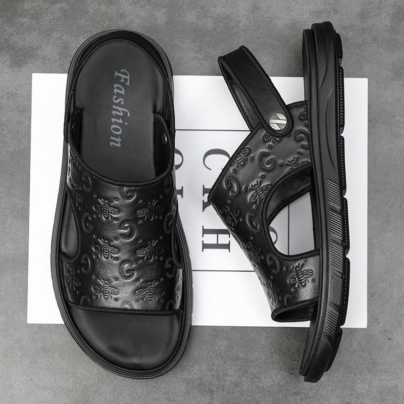 Verano nuevos zapatos de playa de los hombres sandalias de cuero genuino primera capa de piel de vaca zapatillas casuales moda Zapatos de los hombres europeos