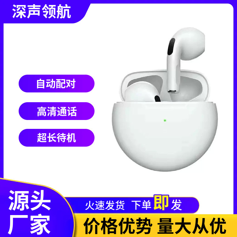 New Model Tws Bluetooth Earphones, Semi-In-Ear, Huaqiangbei 6Th Generation Pro6/4Th Generation Wireless Earphones, High-Quality, Exclusively for Cross-Border Supply