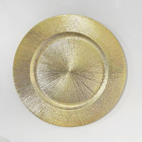 Foreign trade transparent wedding hotel party spray paint craft decorative plastic deep fruit plate gold glitter fruit plate round black