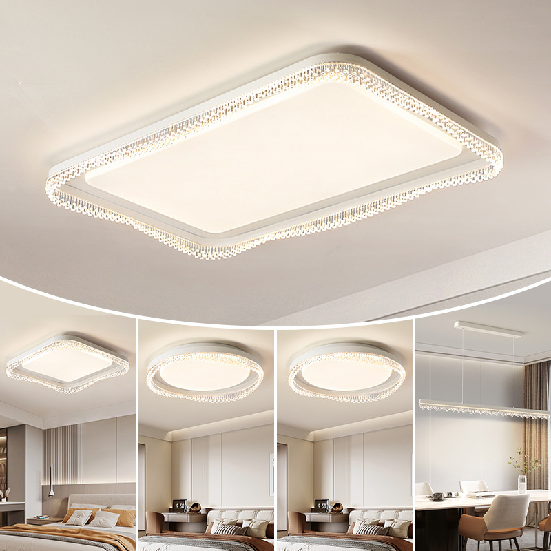 lámpara de sala de estar de espectro completo protección ocular moderna lámpara de techo de cristal minimalista dormitorio Zhongshan combinación de paquetes inteligentes