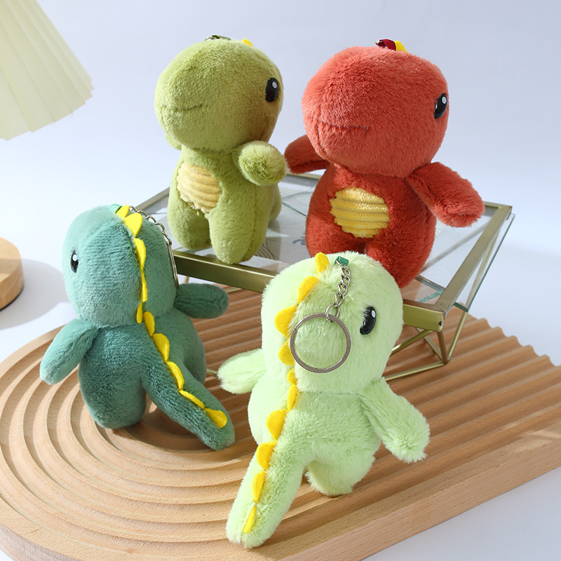 Creative Cartoon Plush Dinosaur Doll Cute Car Keychain Student School Bag Pendant Couple Small Gift Wholesale