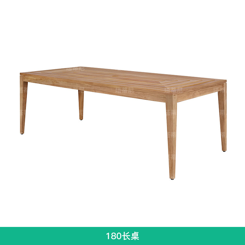 Mesas y sillas de teca para exteriores, mesa larga de madera maciza para patio de villa, muebles anticorrosivos para exteriores, mesas y sillas de ocio para jardín y balcón. image 10