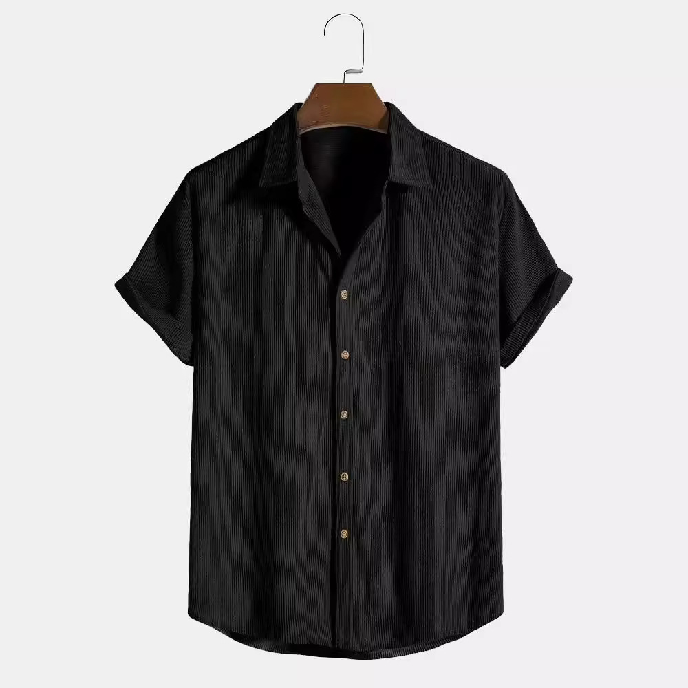 Cross-Border Independent Station 2024 Men's Casual Loose Striped Short-Sleeved Casual Beach Short-Sleeved Shirt