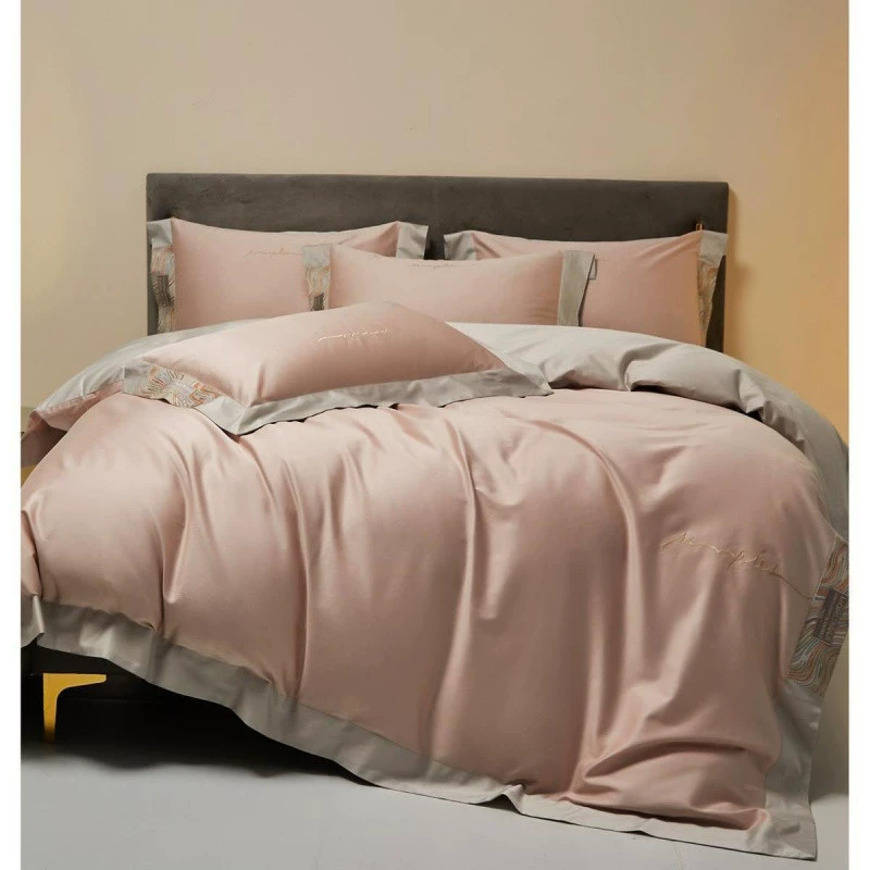 Q4Phappylove red four-piece wedding bedding set 100S wedding simple wedding
