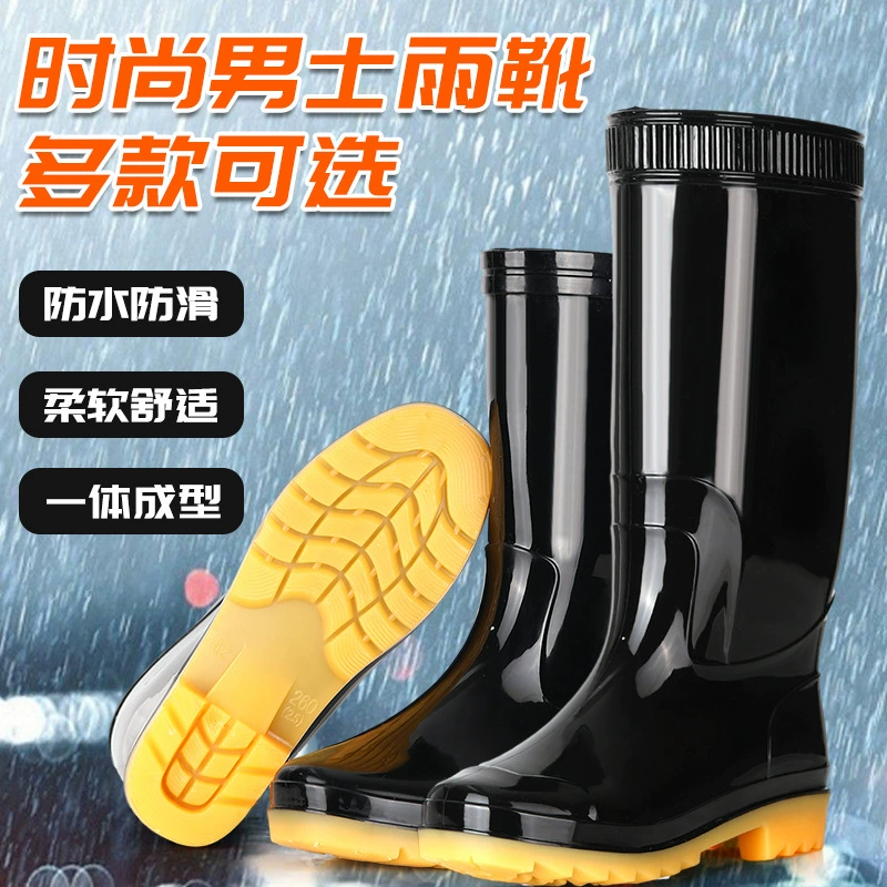 Резиновые сапоги, Мужская Водная обувь, длинные резиновые сапоги, короткая нескользящая резиновая обувь до середины икры, непромокаемая обувь на флисовой подкладке, мужская обувь