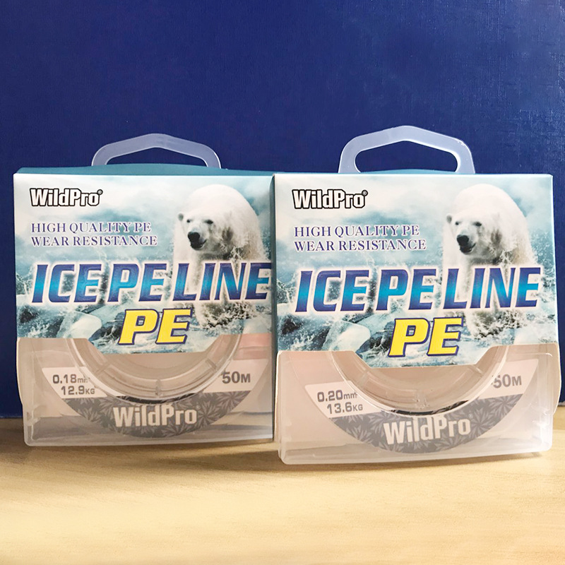 Ventas de la fábrica wildpro PE línea de pesca de hielo de tracción de alta resistencia transparente 50m línea de pesca anti-mordedura suministros de pesca