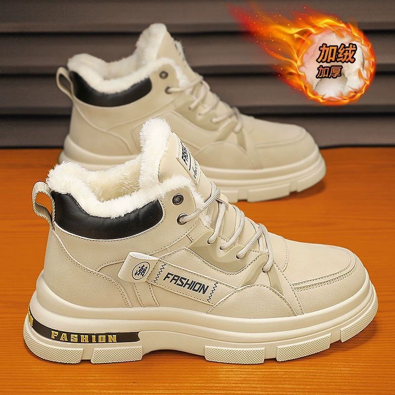 Высокие ботинки Martin мужская обувь зимняя бархатная обувь мужская мода дикая толстая подошва толстая теплая хлопчатобумажная обувь короткие сапоги