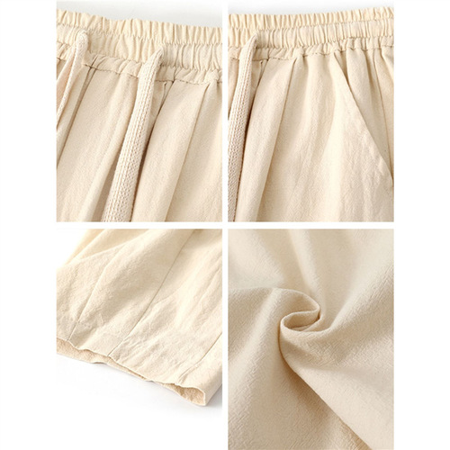 Cotton Linen Casual Men's Summer Thin Oversize Wide Leg Loose Pants American Street Style Linen Straight Leg Pants Trendy