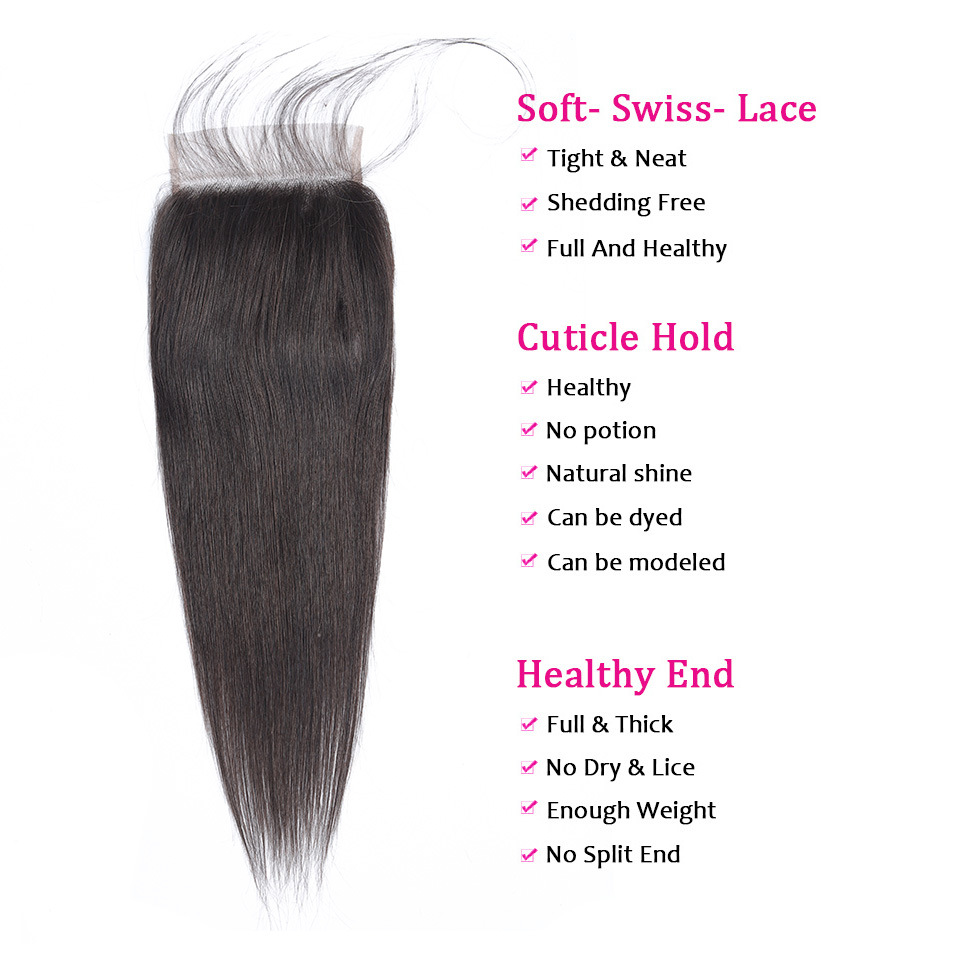 Peluca con Cierre 5x5 de Cabello Humano Real, Postizo de Encaje 5x5, Cierre de Cabello Humano