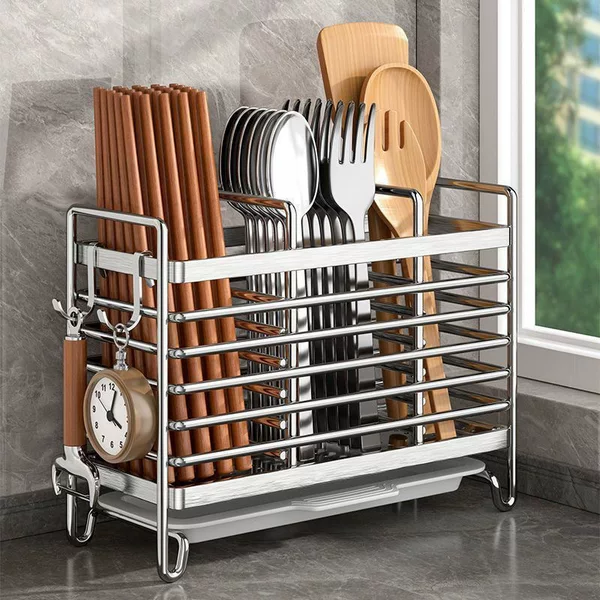 Cross-border thickened chopstick storage box, wall-mounted chopstick holder, stainless steel kitchen utensil rack
