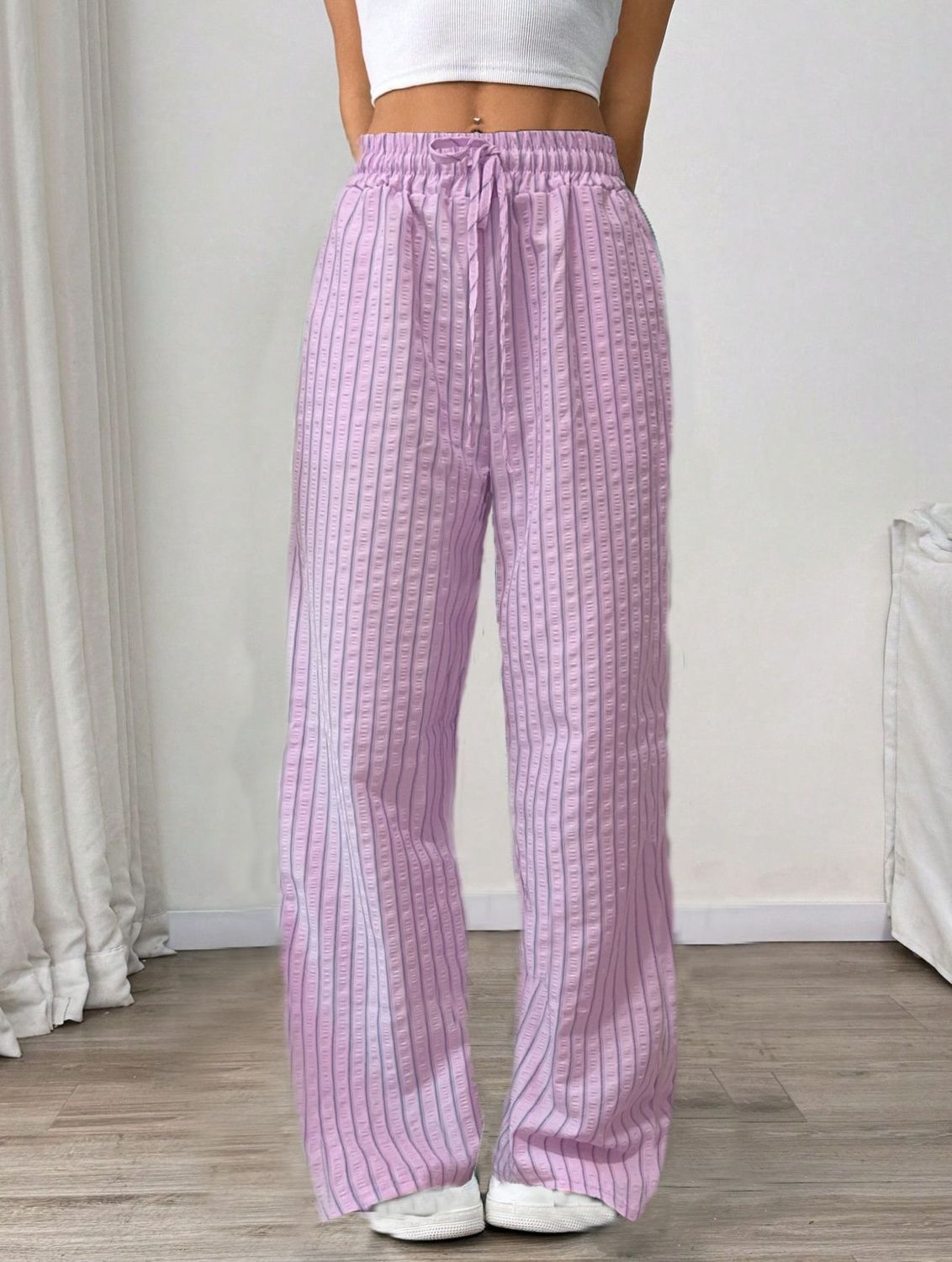 Women's Clothing Women's Clothing Women's Versatile Striped Casual Straight Leg Trousers Fashion Summer For Formal & Casual For Women_ecoleips.com