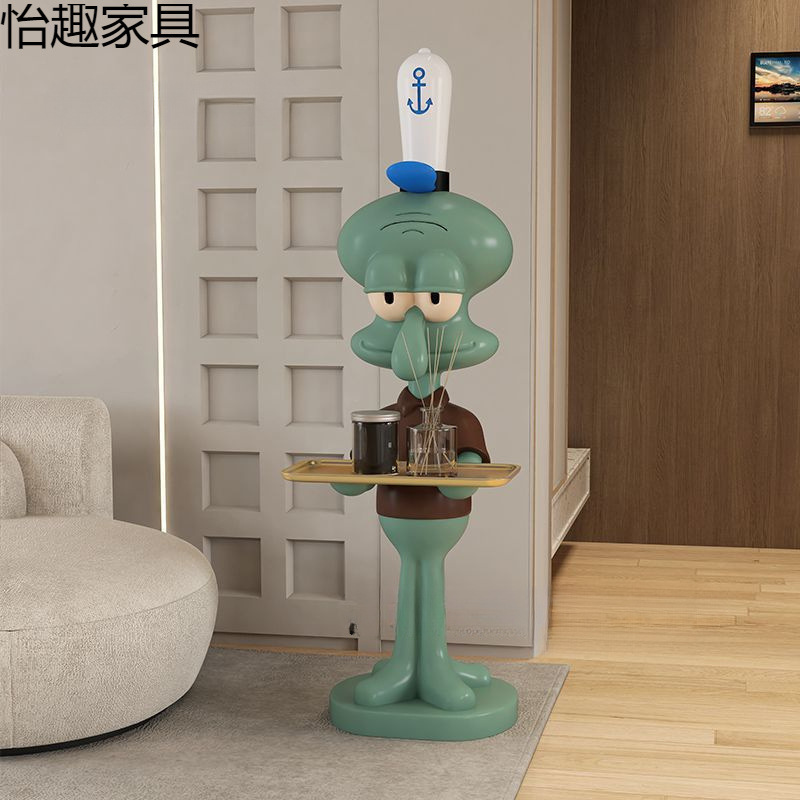 Hand-Made Worker's Living Room Shelf Next to the Sofa 1.0m Internet Celebrity Squidward Tray Floor-Standing Oversized Ornament