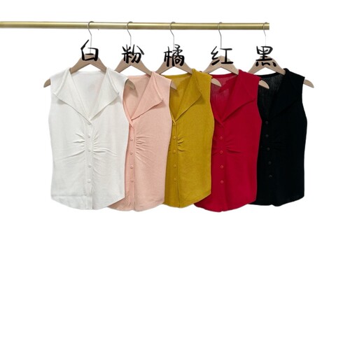 Summer new style Korean lapel design vest knitted small shirt women's fashion temperament casual high-end factory wholesale
