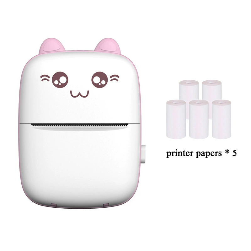 Handheld Photo Printer Mini Portable Thermal Printer, Cute Cat Design, Models A8C/C19/C25