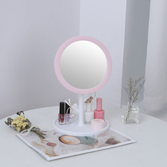 桌面摺疊化妝鏡圓底樹枝化妝鏡學生寢室梳妝鏡便攜雙色台式學生鏡