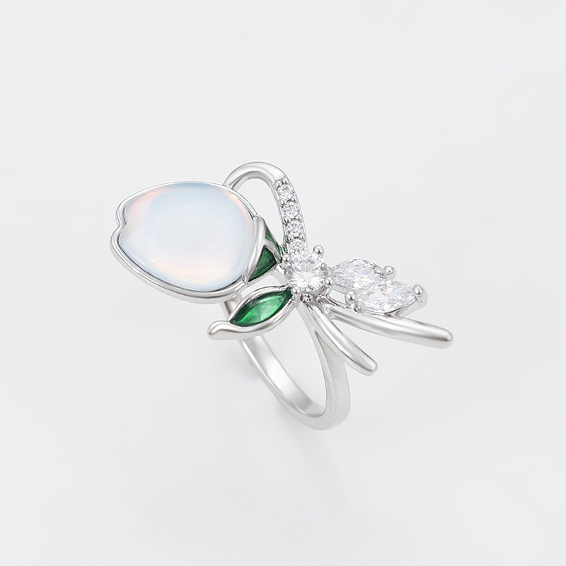 Xuping nicho diseño anillo de tulipas de piedra moca moda elegante temperamento artificial anillo de flores gemas al por mayor