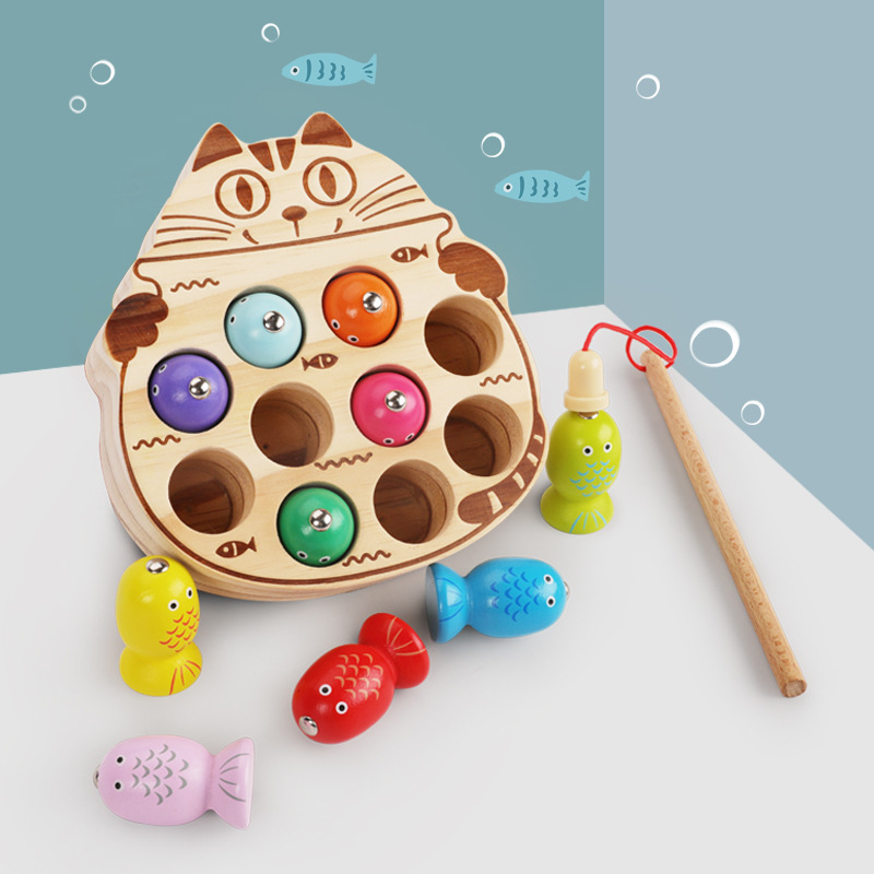 Weiwei Tiger Wood juega juego de pesca magnética Amazon venta caliente bebé mano-ojo coordinación juguetes educativos de educación temprana Montessori