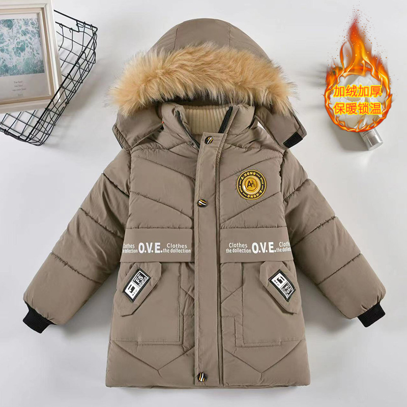 Ropa de invierno para niños engrosada ropa acolchada de algodón de moda abrigo de invierno para niños de longitud media estilo occidental cálido nueva chaqueta acolchada de algodón moda