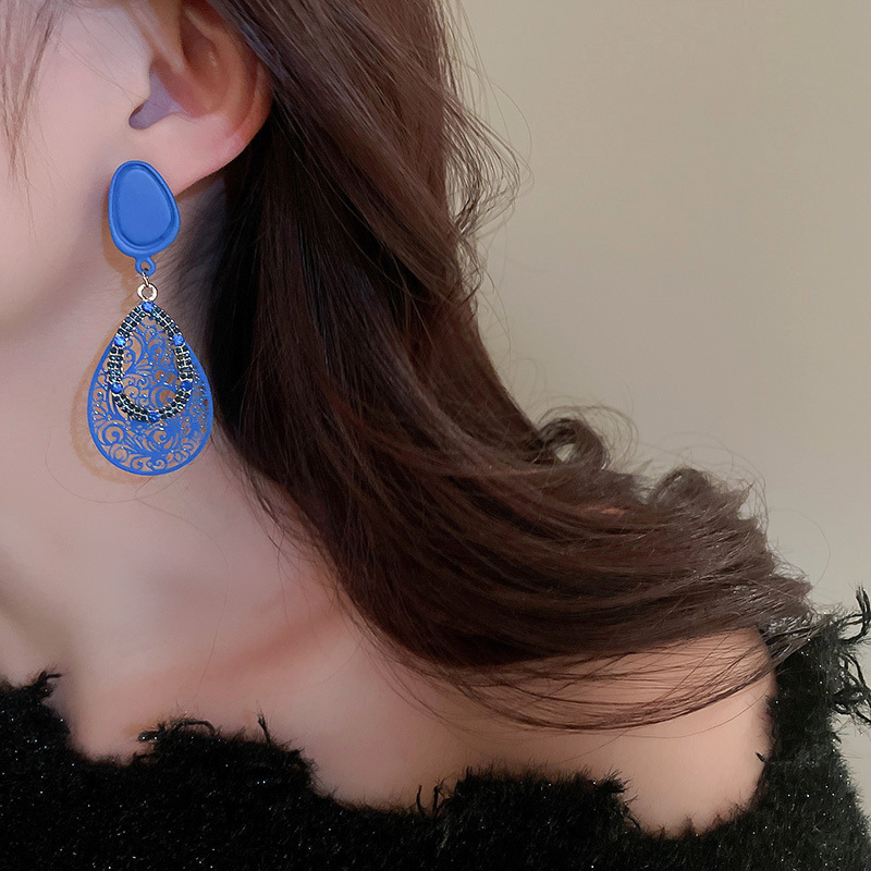 Exaggerated Tassel Copper Plating Artificial Rhinestones Earrings 1 Pair