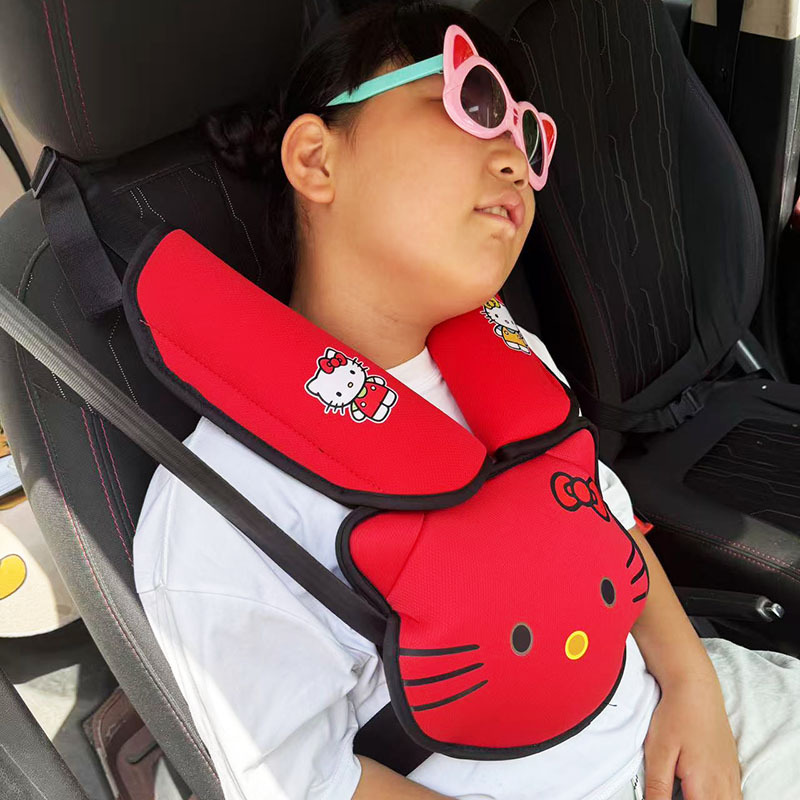 Cat Head Auxiliary Safety Belt Limiter Holder, Car Kids Safety Belt Adjustment Anti-Stranglehold Shoulder Protector