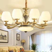 全銅美式客廳吊燈 歐式奢華餐廳燈 新中式復古蓮花造型燈跨境批發