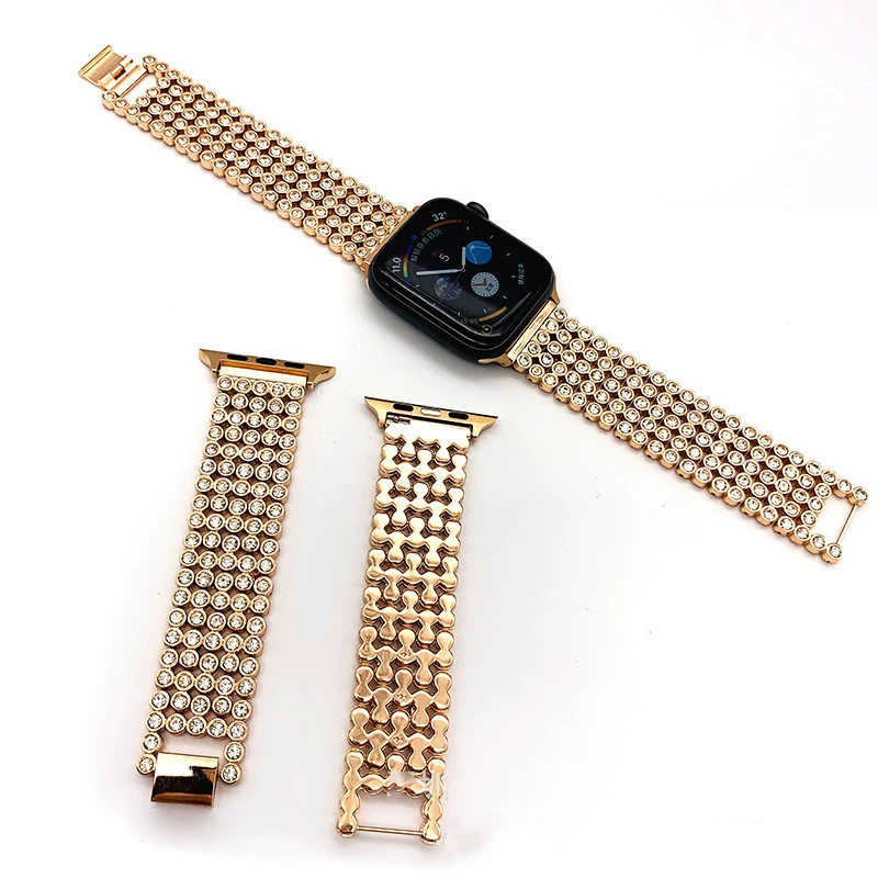 Совместимо с Apple Watch Diamond Diamond Five Rows of Drilling IWATCH Wicker