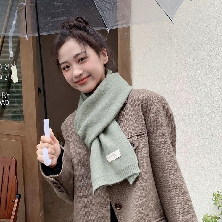 韩国东大门新款纯色韩版针织百搭毛线围巾冬季保暖学生围脖ins