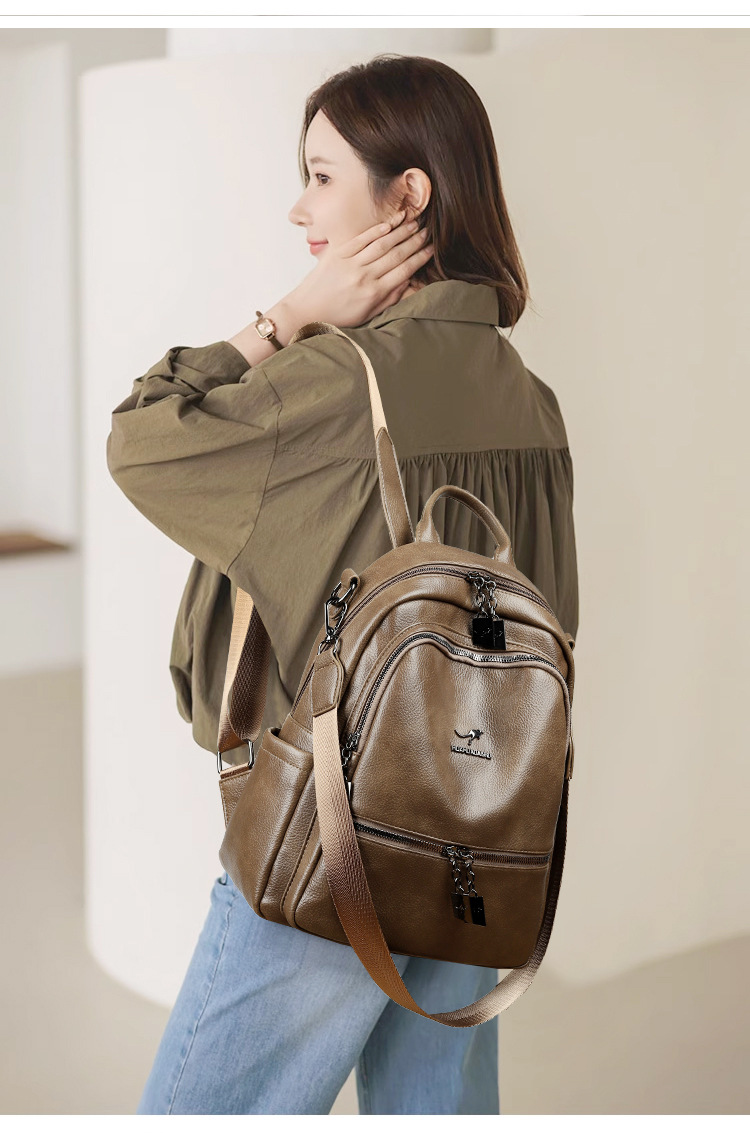 High-quality soft leather backpack women's new style simple versatile large capacity travel backpack mommy bag multi-purpose school bag