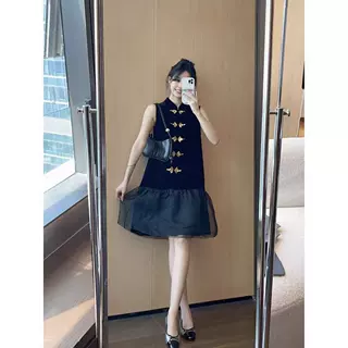 特价清货不退不换！真丝丝绒连衣女裙减龄时尚管珠绣花扣子A字裙