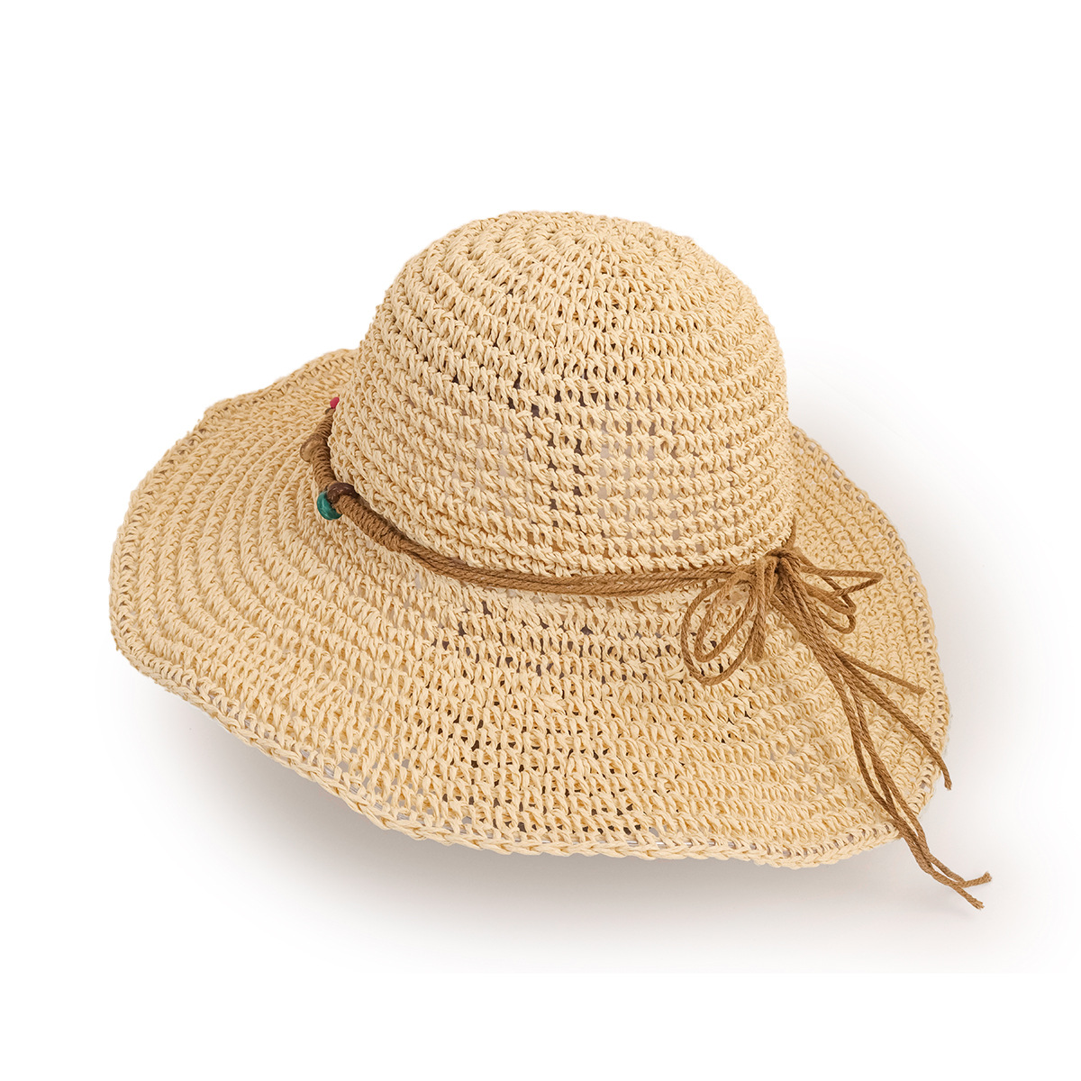 Korean Style Sunscreen Button Woven Big Brim Breathable Straw Hat display picture 5
