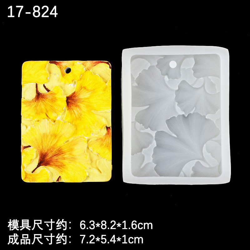 Rectangular grande Daisy ginkgo hoja listado de silicona molde aromaterapia yeso chocolate epoxi colgante cera chip