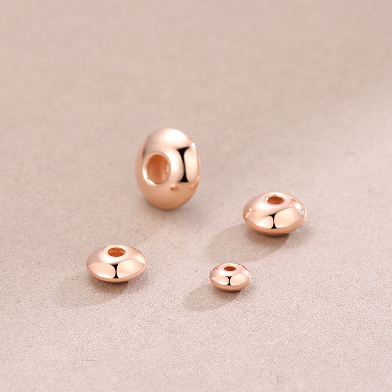 S925 sterling silver flying saucer Abacus plate silver beads flat wheel beads loose beads DIY hand string accessories positioning beads gold plated beads