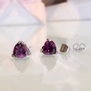 Silver needle, earrings, platinum zirconium heart shaped, Korean style, silver 925 sample, wholesale